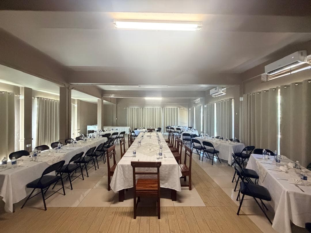 Conference hall set for banquet